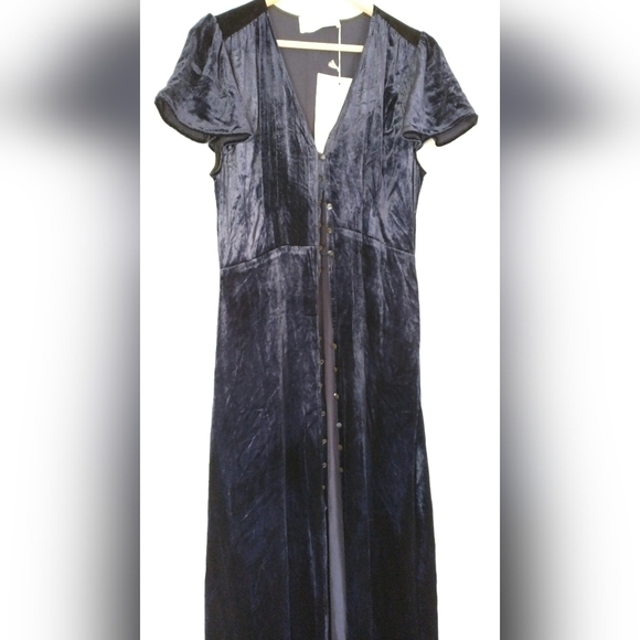 90"s Huzhou Blue Velvet Japanese Maxi Dress Fairycore Grunge 90s Y2K Medium - Picture 5 of 14